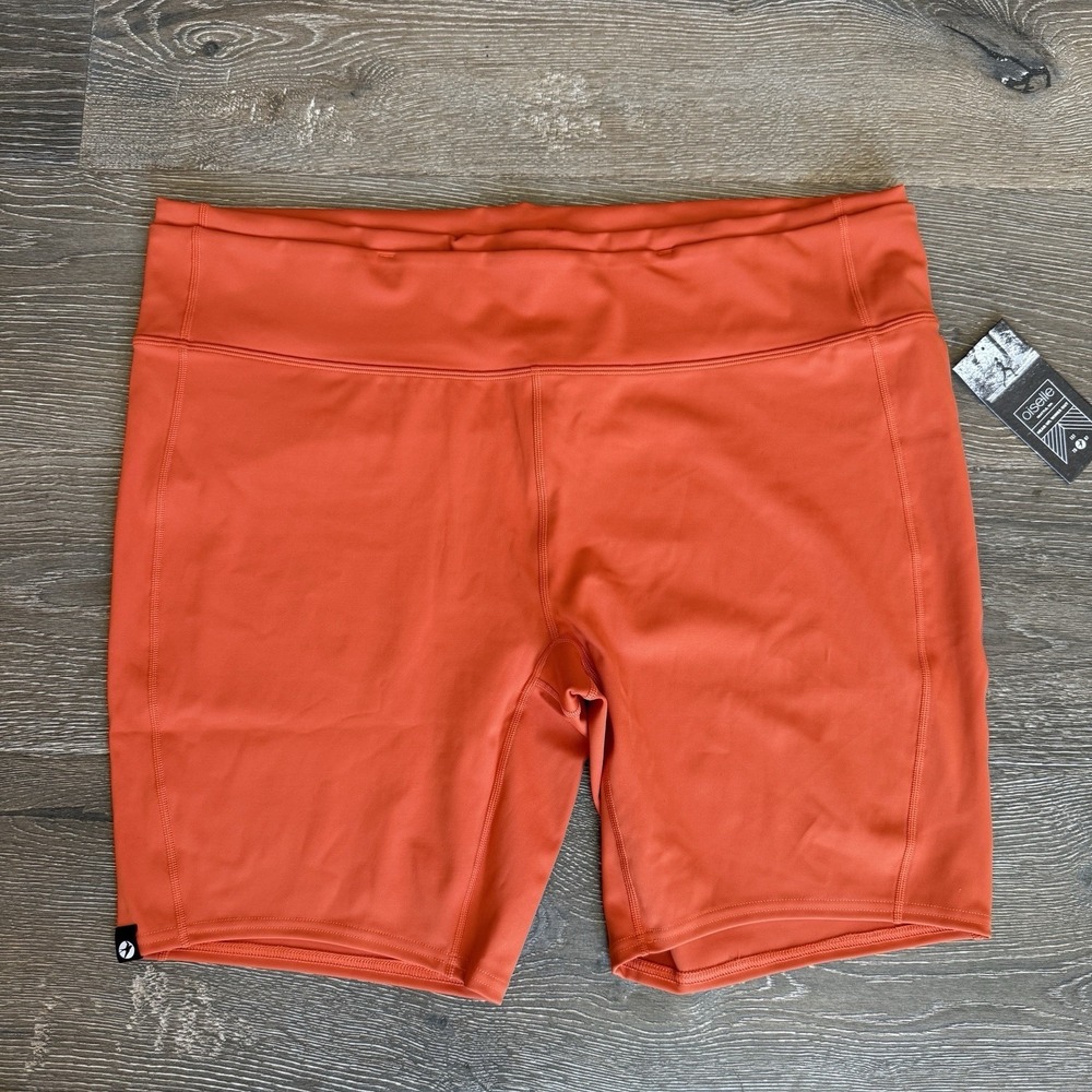 Oiselle O-Mazing Long Power Shorts Women's Size 24/26 Orange Lightweight Running